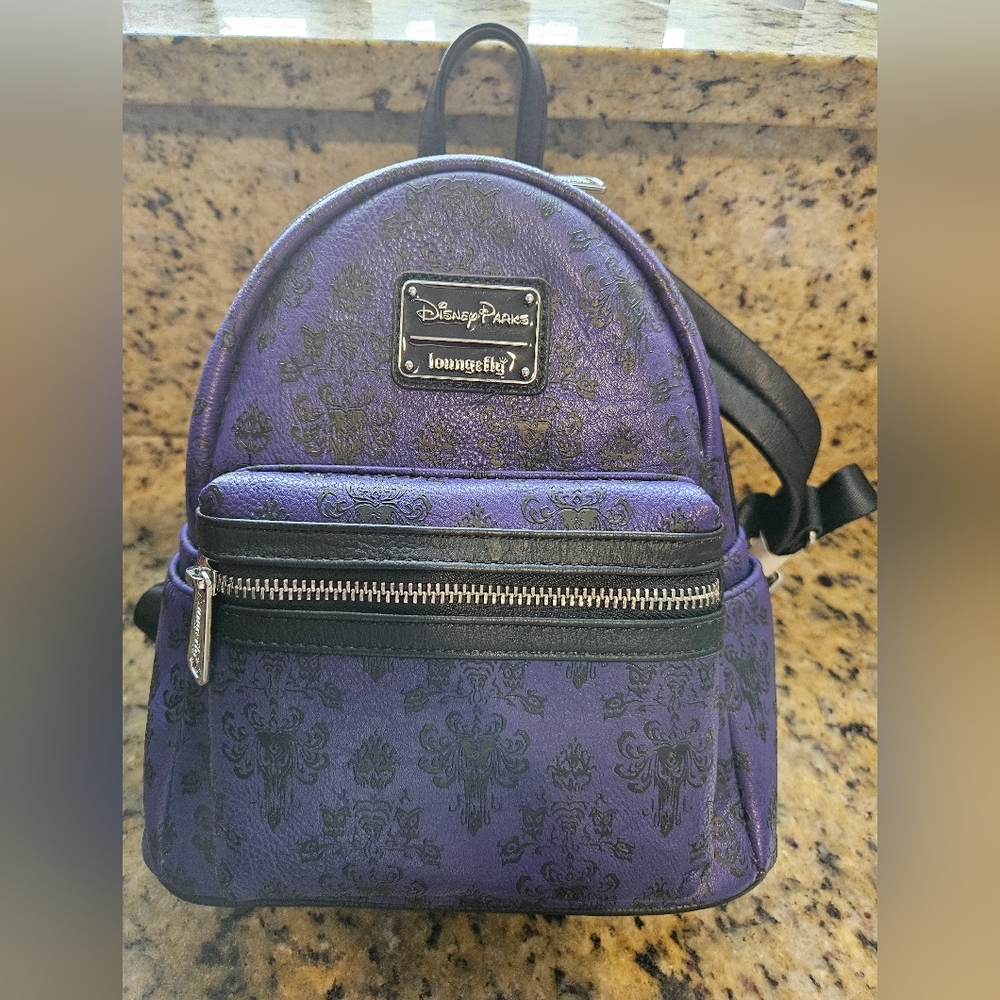 💜 Disney Parks Loungefly X Haunted Mansion Wallpaper Backpack NWT